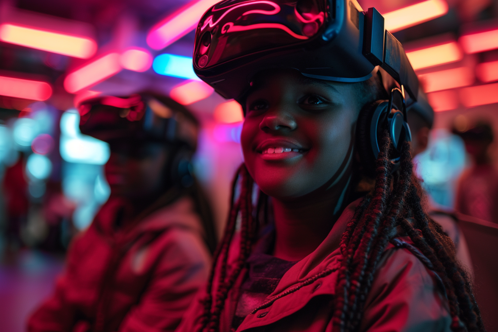 Kids in VR headsets at The Bubbler in Providence