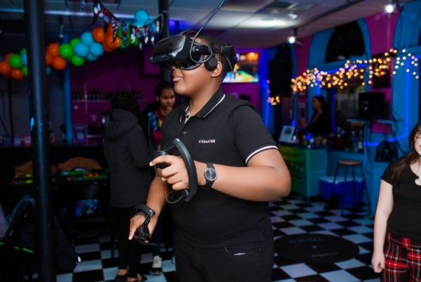 Guest playing VR at The Bubbler